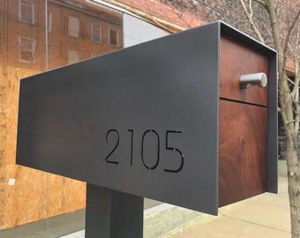 Ambassador Mailbox | Custom Signage, Cut through Address Numbers, Power Coated Aluminum, Includes Post
