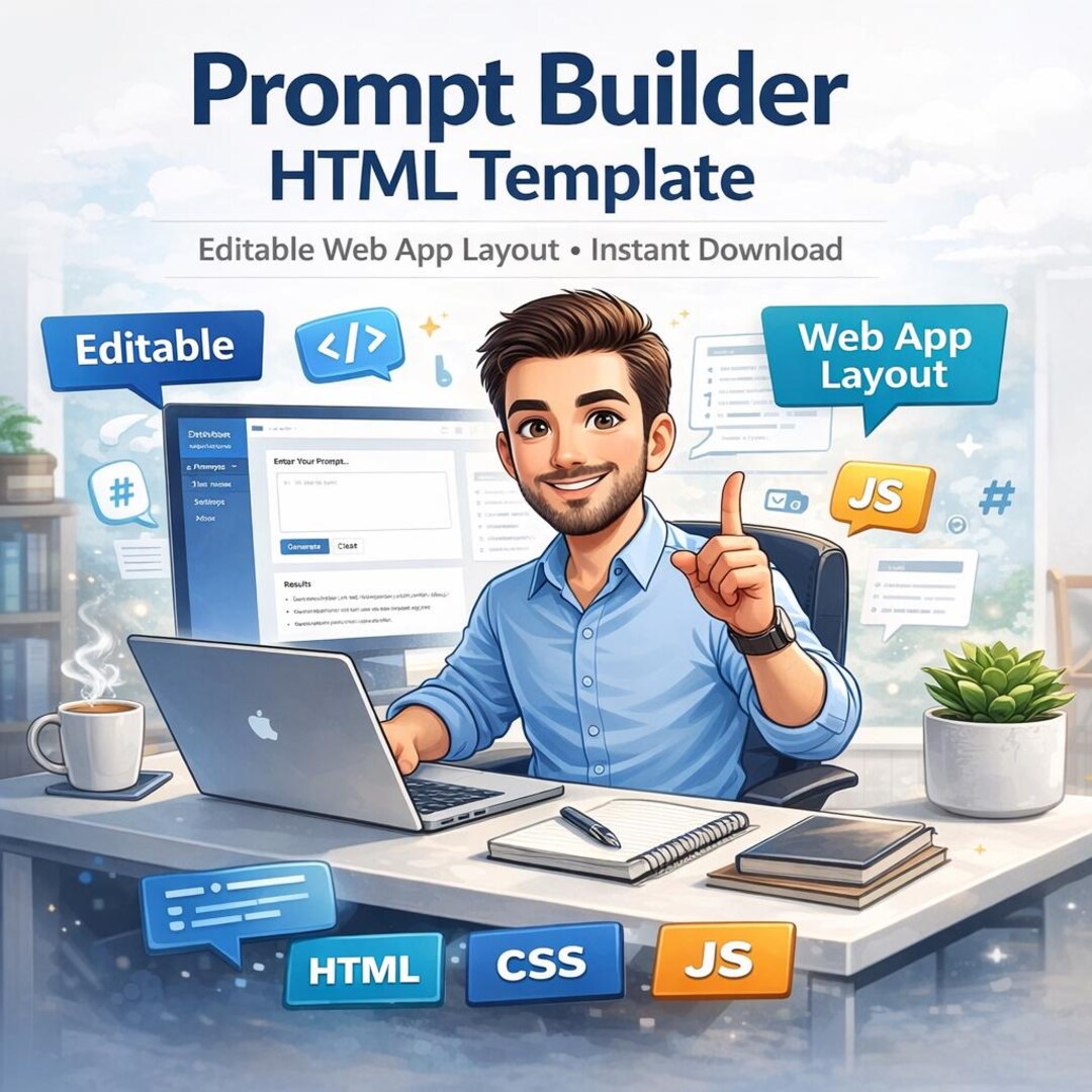 Prompt Builder HTML Template – Editable Web App Layout (digital ...