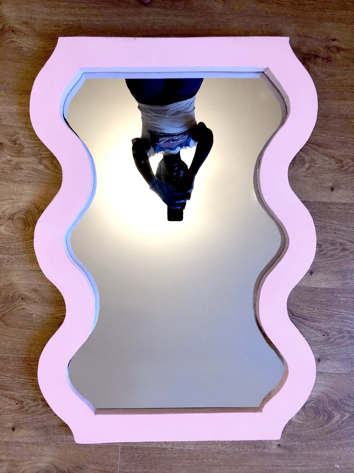 Wavy Mirror Wall Mirror Pink Mirror Curvy Mirror Etsy