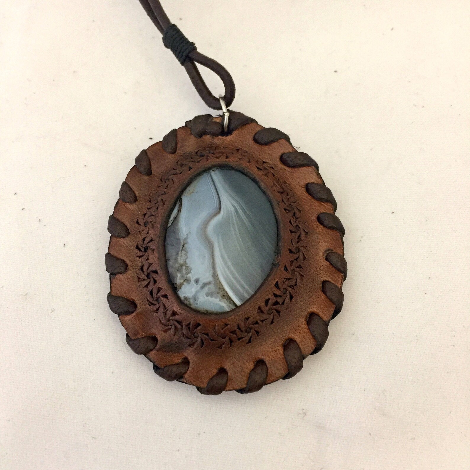 Stone and leather necklace Gift ideas leather Unusual Etsy