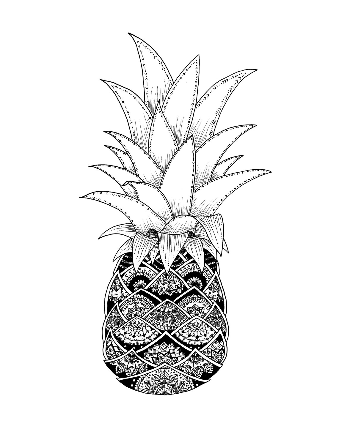 It's a Pineapple Framed Original Art Pen & Ink Drawing Etsy