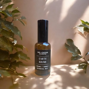 Earth Bound botanical mist grounding aura spray, essential oils, floral water hydrosol, crystals