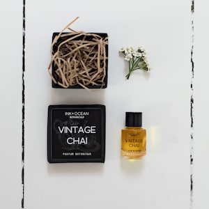 Vintage Chai Gourmand Floral Natural Botanical Vegan Perfume. Black Tea, Jasmine, Saffron, Cinnamon & Clove. Gift boxed. Parfum Botanique. image 3