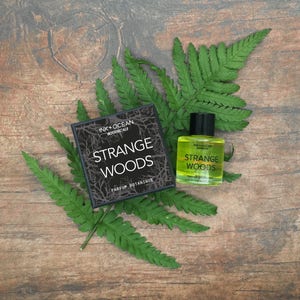 Strange Woods Natural Botanical Vegan Perfume Oil. Spicy and Woody Coriander, cedarwood, vetiver, amber, clove, gift boxed. Parfum Botanique