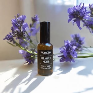 Dreamful Night botanical mist energy calm aura spray, essential oils, floral water hydrosol, crystals