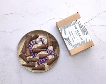 Handmade Lavender Incense Cones With Herbs And Lavender Essential Oil. Calming And Soothing.