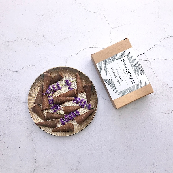 Handmade Lavender Incense Cones With Herbs And Lavender Essential Oil. Calming And Soothing.