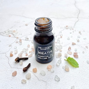 Breathe Smelling salts, sinus relief, aromatherapy, essential oils, pink Himalayan salt, Eucalyptus, Peppermint, Camphor, Clove, Rosemary