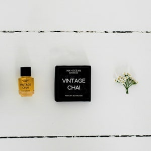 Vintage Chai Gourmand Floral Natural Botanical Vegan Perfume. Black Tea, Jasmine, Saffron, Cinnamon & Clove. Gift boxed. Parfum Botanique. image 4