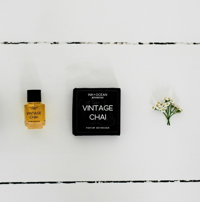 Vintage Chai Gourmand Floral Natural Botanical Vegan Perfume. Black Tea, Jasmine, Saffron, Cinnamon & Clove. Gift boxed. Parfum Botanique. image 4