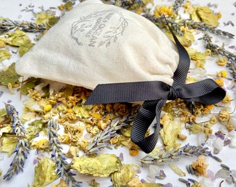 Restful sleep dream pillow, pouch with, Lavender, Hops and Chamomile. Organically grown herbs