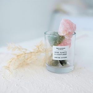 Rose Quartz and Aventurine Gemstone Crystal Diffuser, Potpourri, Essential Oils, Gift Boxed