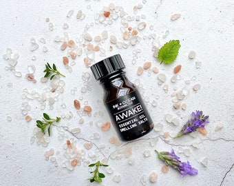 Awake! Smelling salts, uplifting, aromatherapy, essential oils, pink Himalayan salt, Peppermint, Rosemary, Lemongrass, Grapefruit