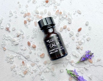 Calm Smelling salts, calming, sleep, aromatherapy, essential oils, pink Himalayan salt, Lavender, Marjoram, Chamomile, Bergamot, Vetiver