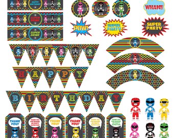 Power Rangers Birthday Decorations Etsy