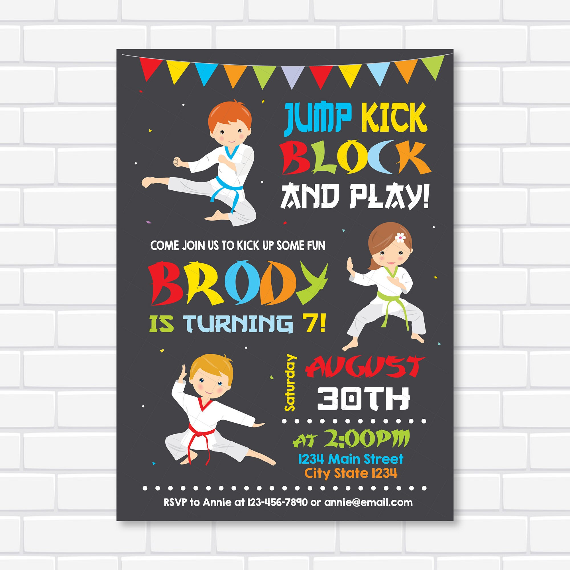 Karate Birthday Invitation Karate Invite Taekwodo Etsy