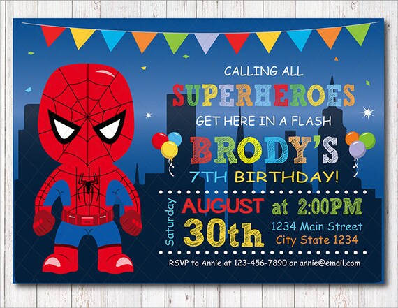 Fete De Spiderman Invitation Anniversaire Spiderman Etsy Fete De Spiderman Invitation Anniversaire Spiderman Etsy
