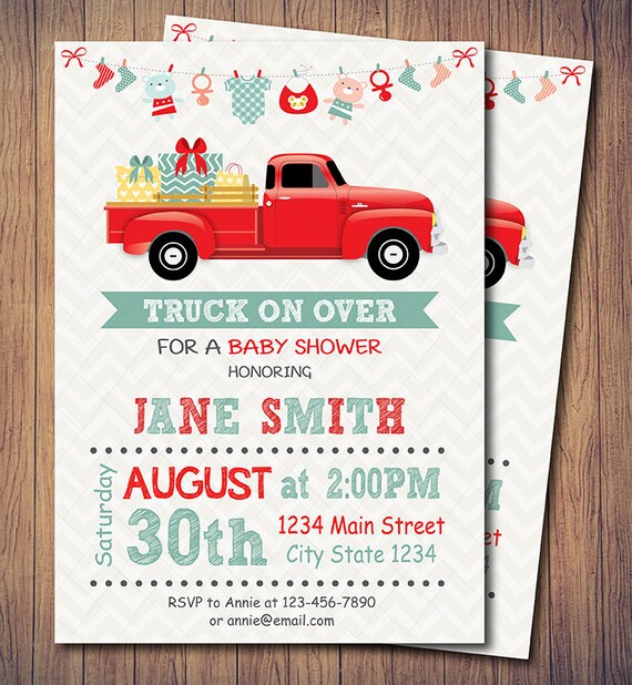 vintage truck baby shower invitations