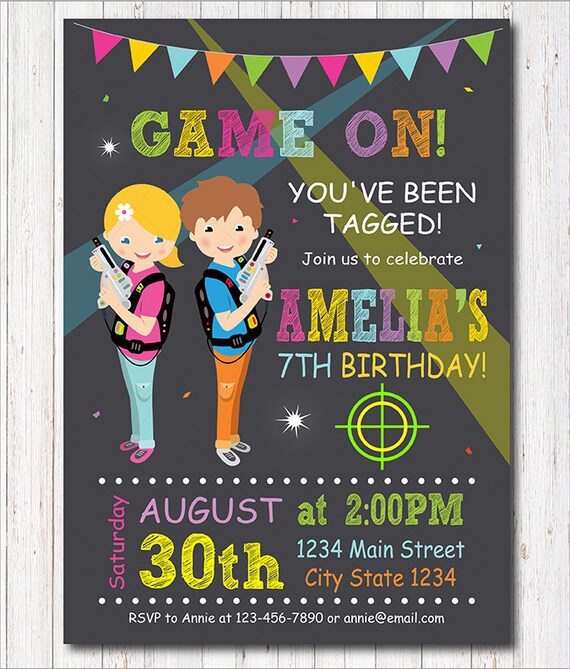Invitation De Tag Laser Laser Tag Invite Laser Tag Etsy