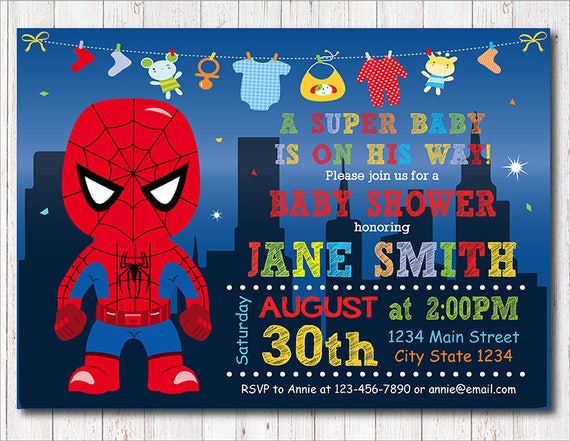 Spiderman Baby Shower Invitation 