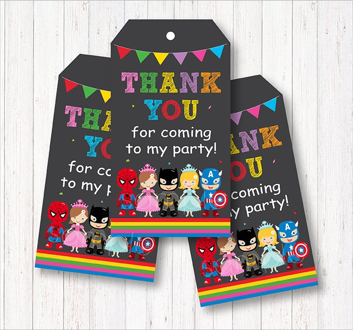 Boys /& Girls Super Hero Princess Anniversaire Thank You Notes for my Present Poison