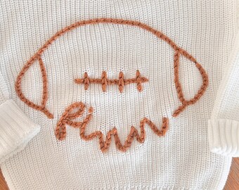Baby Boy Hand Embroidered Star Name Sweater Handmade Baby Boy Gift Keepsake Unique Baby Newborn Gift Baby Shower Gift Star Football