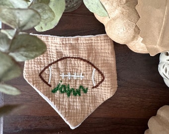 Football Hand Embroidered Bib baby Boy Gift Baby Shower Gift Unique Keepsake Personalized
