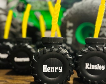 Personalized Tire Cup Construction Party Monster Truck Party Race Car Kids Birthday Party Favors Boy Birthday Favors Fourth Birthday