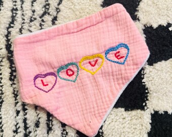 Bow Hand Embroidered Bib baby Girl Gift Baby Shower Gift Boho baby Girl Gift Boho Baby Sun and Waves Gift Unique Baby Girl
