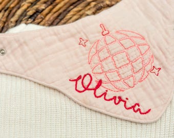 Hand Embroidered Bib baby Girl Gift Baby Shower Gift Boho baby Girl Gift Boho Baby Disco Ball Gift Unique Baby Girl Taylor Swift Inspired