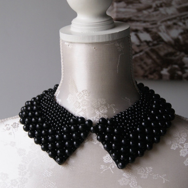 Collier col noir avec perles forme pointue col perlé détachable perles accessoires amovibles pour femme col claudine classique