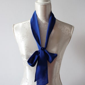 Chudy szalik królewski niebieski odpinany zdejmowane akcesoria dla kobiet szalik wąski szalik Choker krawat muszka szalik klasyczny sorority