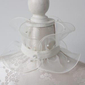 Cream ecru collar necklace detachable pleated collar beaded high collar shirt collar removeable accessories women peter pan classic minimal