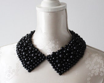 Collier noir avec perles forme pointue amovible collier de perles perles amovibles femmes accessoires col claudine classique