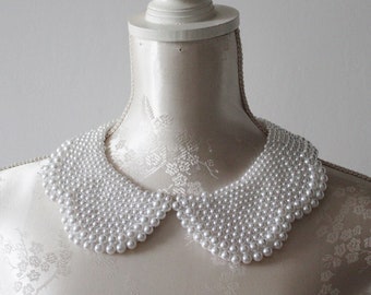 White collar necklace with pearls detachable beaded collar beads removeable accessories for women peter pan collar elegant classic soror