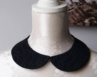 Spitzenkragen Halskette in schwarz Runde Form abnehmbar abnehmbar Zubehör für Frauen doppelseitige Schnürung Kragen Peter Pfanne eleganter Klassiker