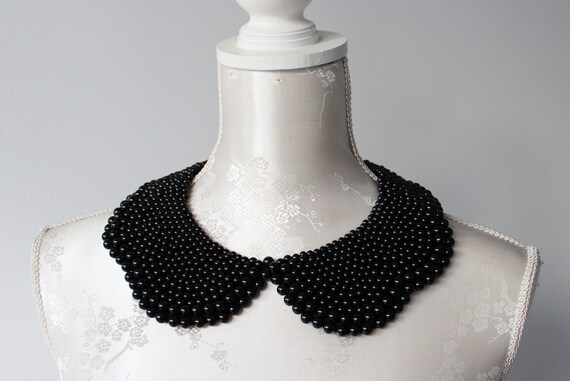 Black collar necklace with pearls detachable beaded collar beads removeable accessories for women peter pan collar classic elegant