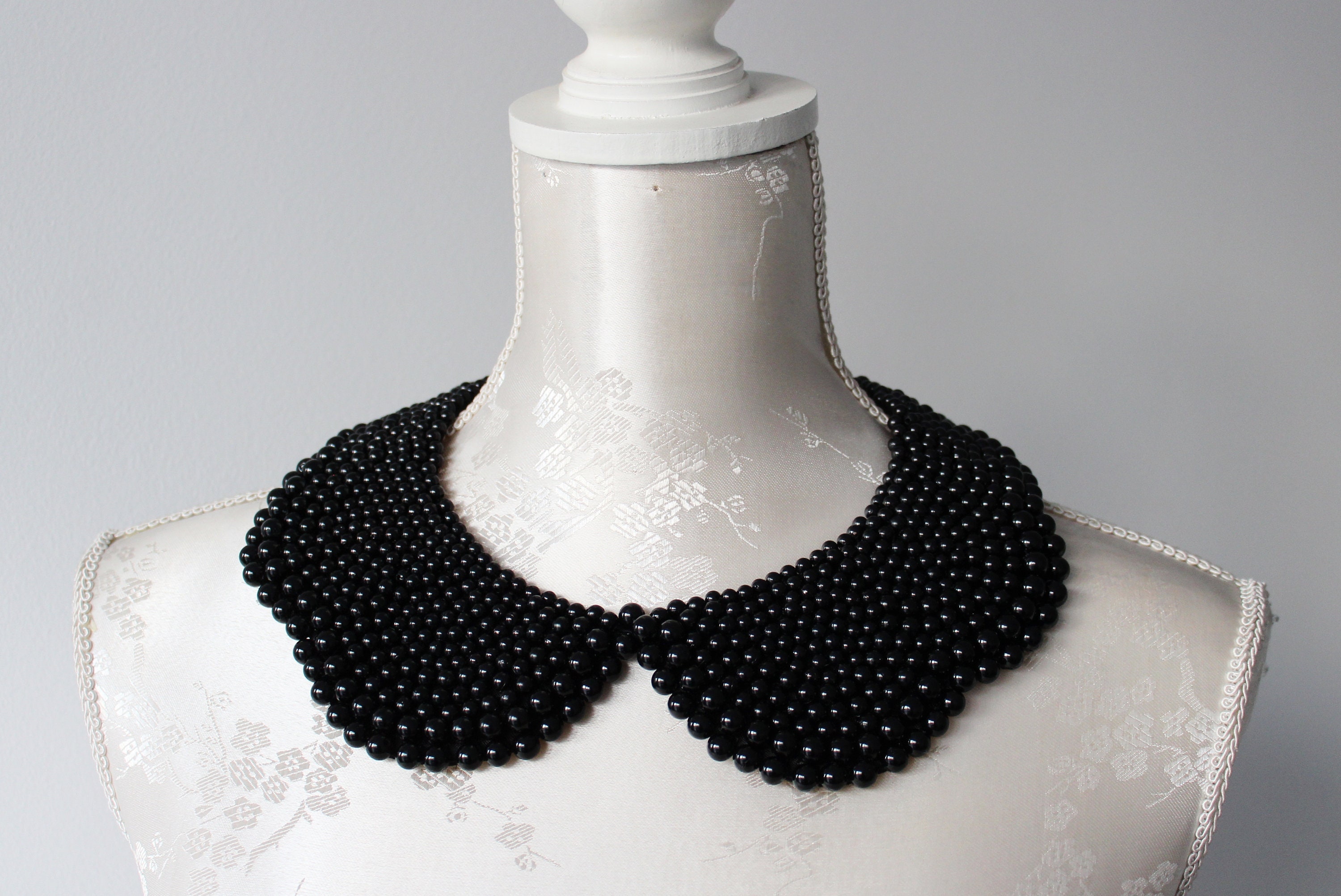 Black Collar Necklace With Pearls Detachable Beaded Collar Beads