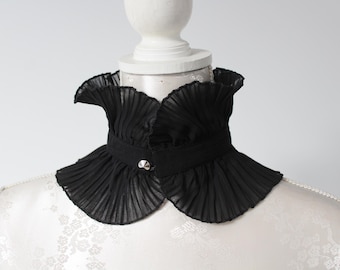 Black pleated high collar detachable collar necklace shirt collar removeable accessories for women classic minimal victorian