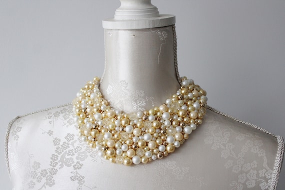 Beaded bib collar necklace deals