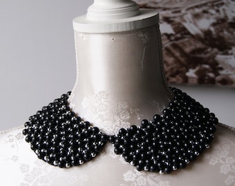 Collier noir argent collier perles forme ronde perles perlés perles perles accessoires réglables pour femmes peter pan collier classique