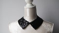 Black collar necklace with sequins pointed shape detachable accessories for women removeable peter pan collar sequined collar classic minima