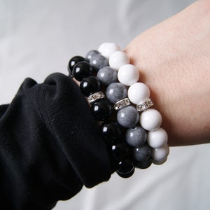Jadeite Beaded Bracelet White Gold Silver Zircons Elastic Bracelet Crystal Natural Stones Jade accessories for women Bohemian Minimal