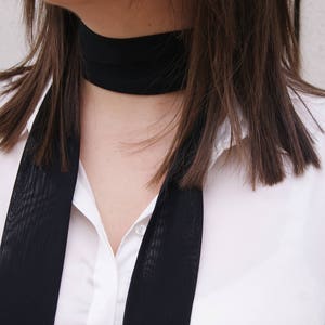 Long Black Pastel Pink Skinny Scarf detachable removeable accessories for women Neck Scarf Narrow Scarf Choker Neck Tie Bow Scarf classic