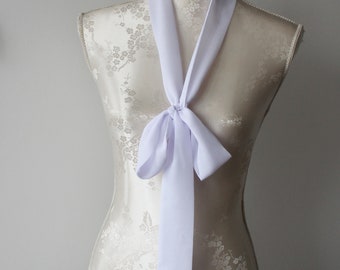 Long Skinny Scarf White Ecru Cream Narrow Scarf Detachable