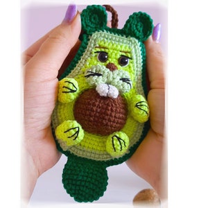 Crochet Avocado Beaver Toy: Stuffed Animal Fruit Theme