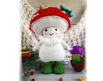 Mushroom knit, fly agaric crocheted, mushroom fly agaric toy,mushroom amigurumi, baby gift, play set