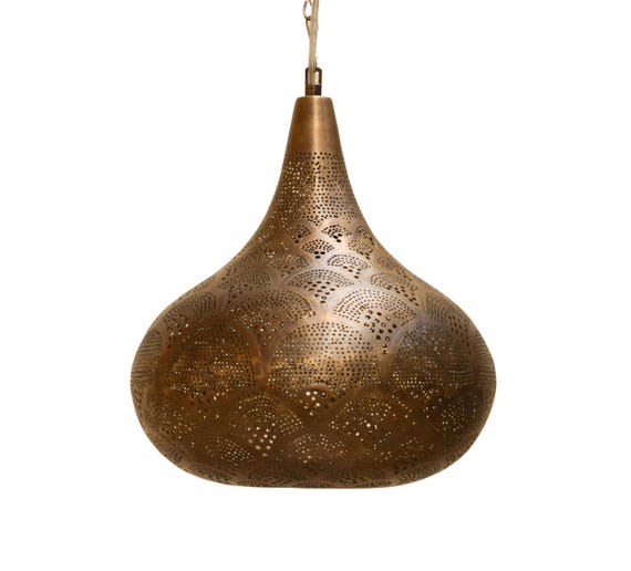 工芸品 horatan Moroccan Brass Porch Lantern, Hand-pierced Pattern (pendant Light
