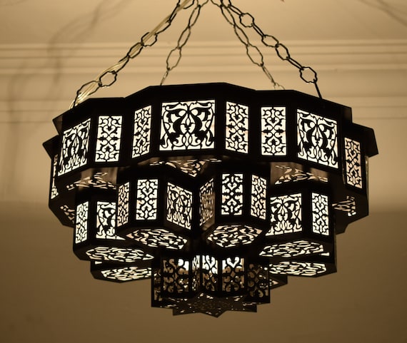 Moroccan Lantern Chandelier Pendant Lightsblack Moroccan - Etsy