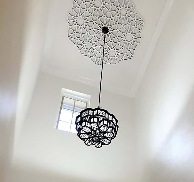 Moroccan Chandelier: Hand-Pierced Shadow Caster (Entryway Foyer, 20 Inch), view 3